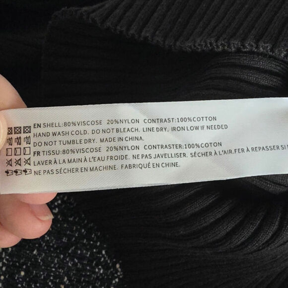 Anthropologie En Saison Fitted Maxime Midi Dress Puff Sleeves Black Size Medium - Picture 11 of 11